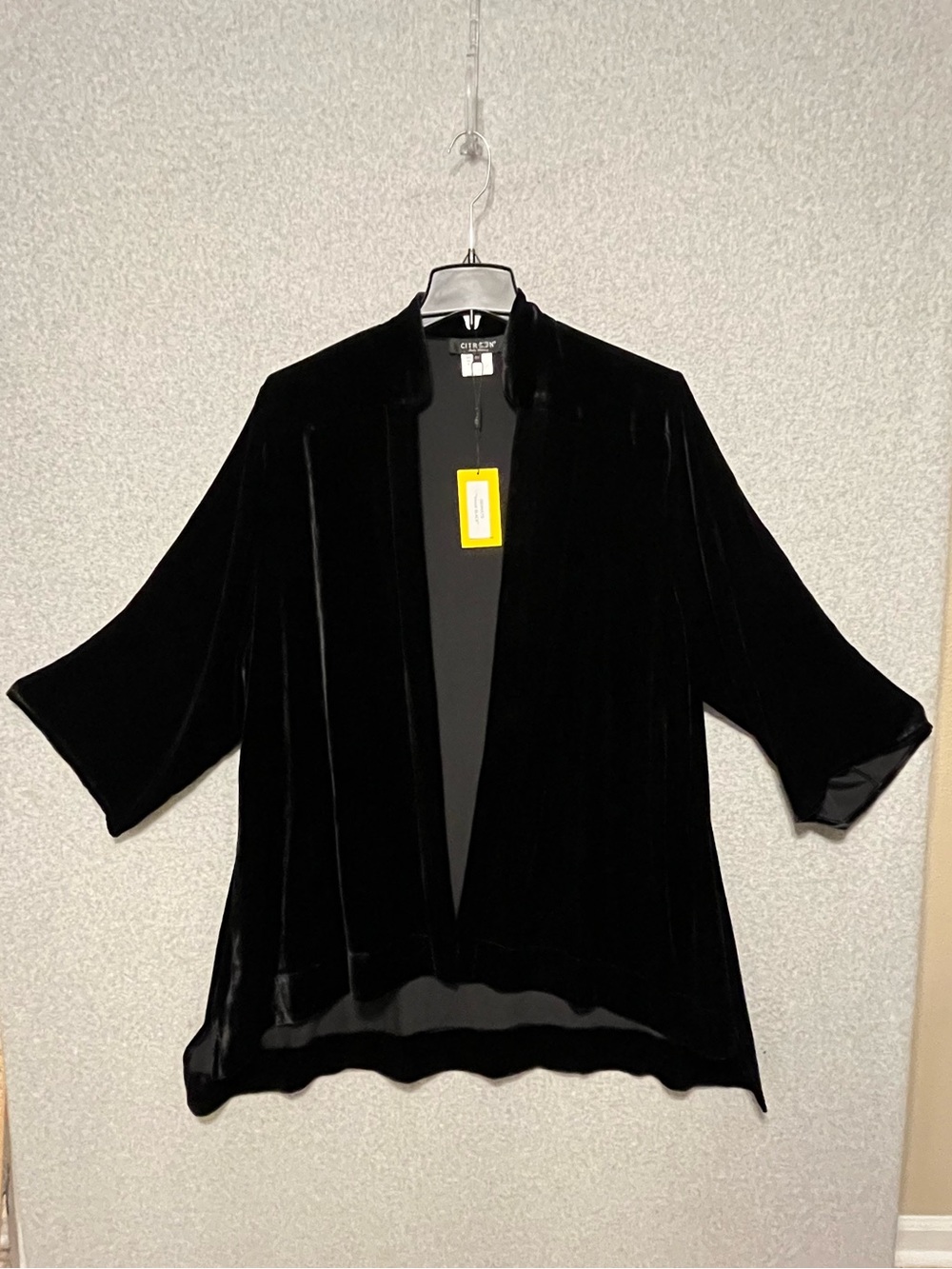 Citron Silk Blend Black Velvet Jacket Kimono Coat Swing Womens 2X 0804VLTB New